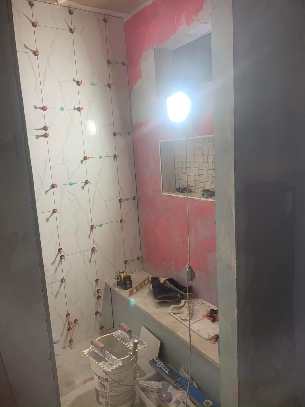 Field Bath Tile Install Progress Niche