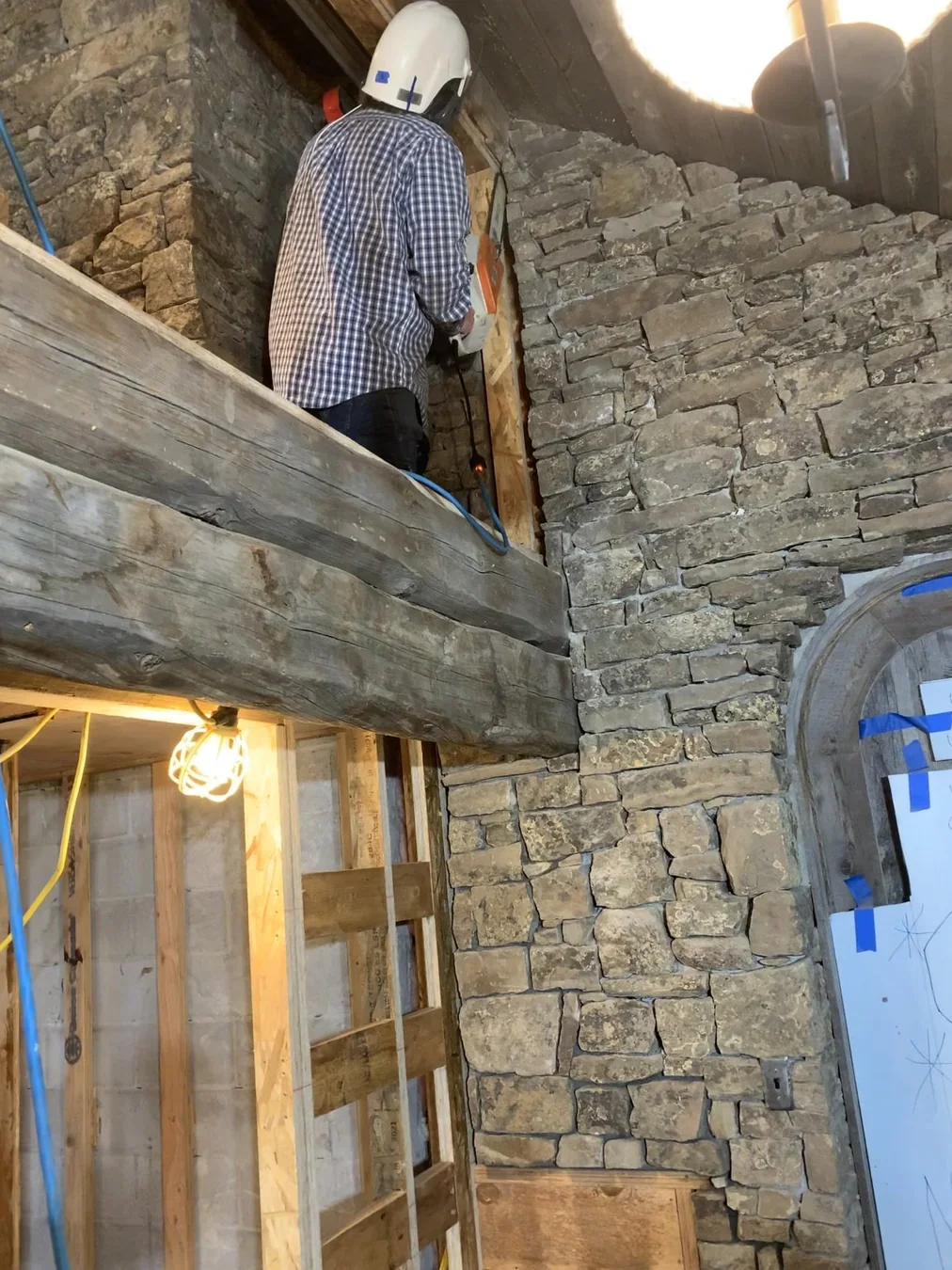 Field Process Stone Wood Install