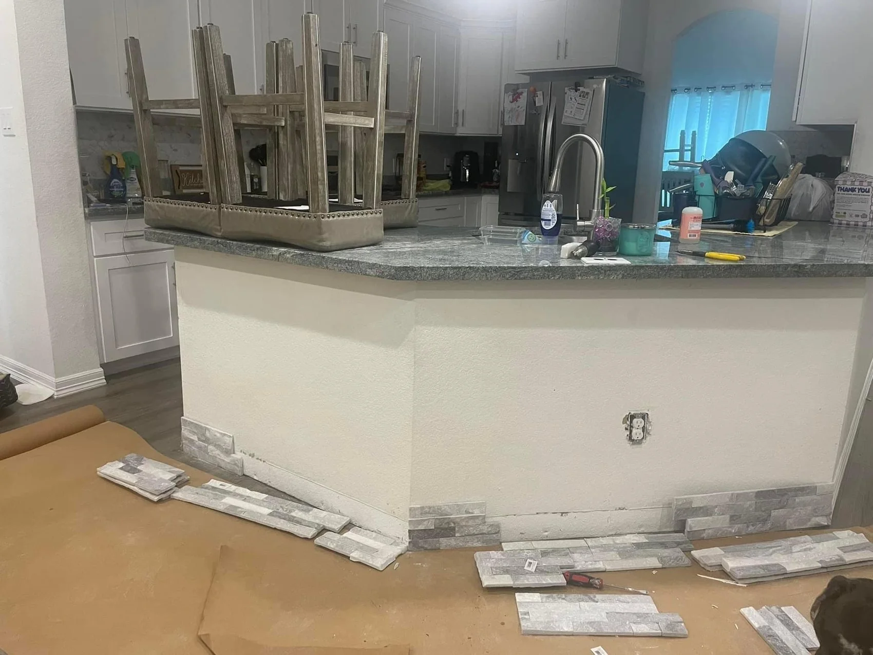 Field Stone Veneer Island Layout Progress