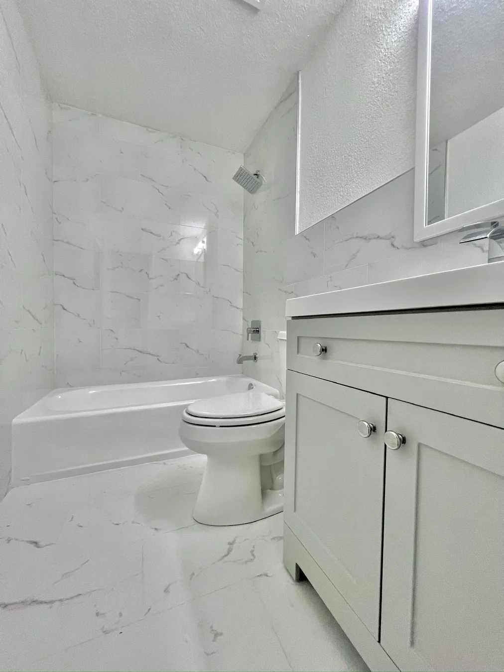Kitchen Bath White Bath Tub Vanity Marble Tile