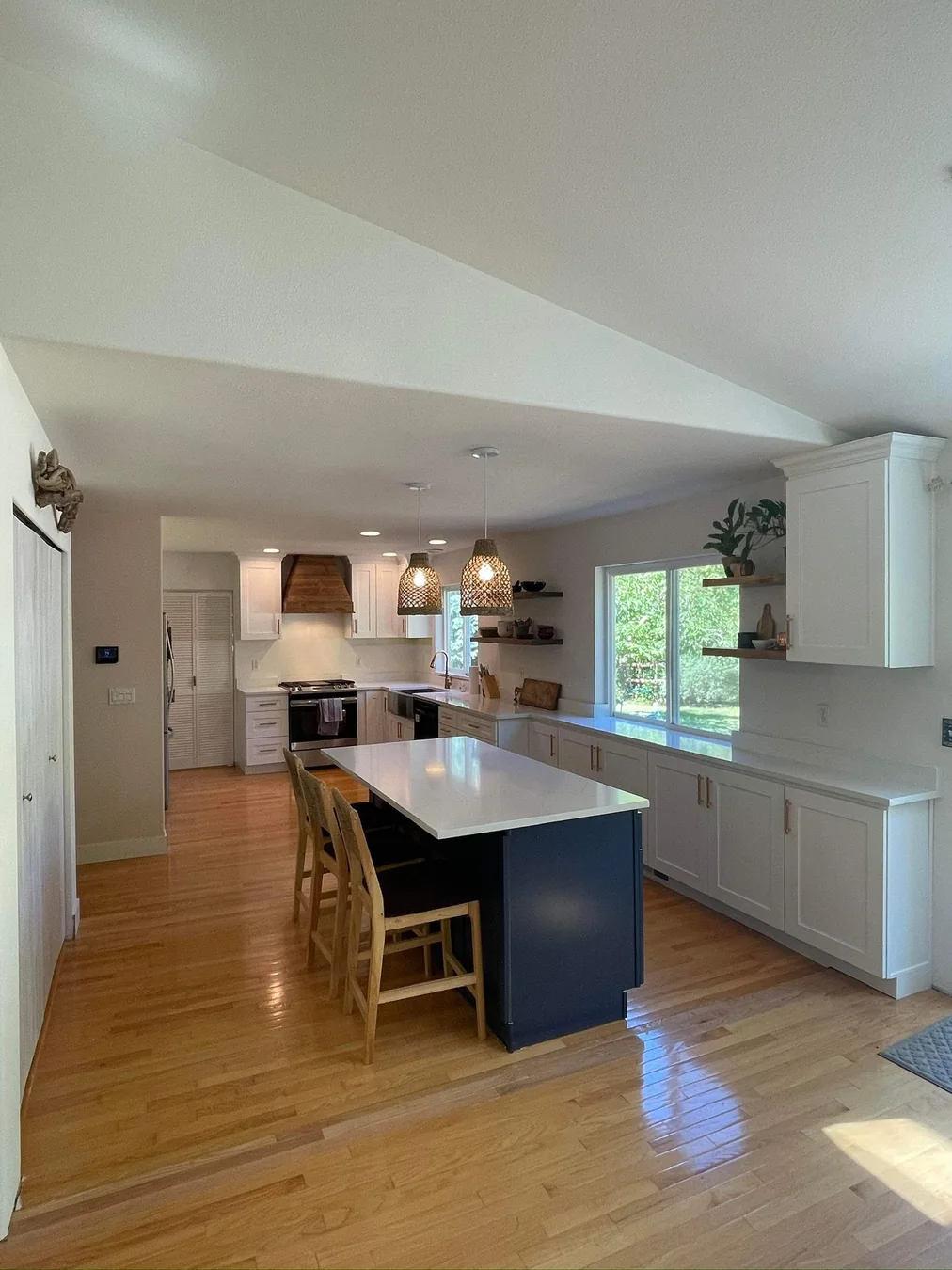 Kitchen Bath Wide White Kitchen Navy Island