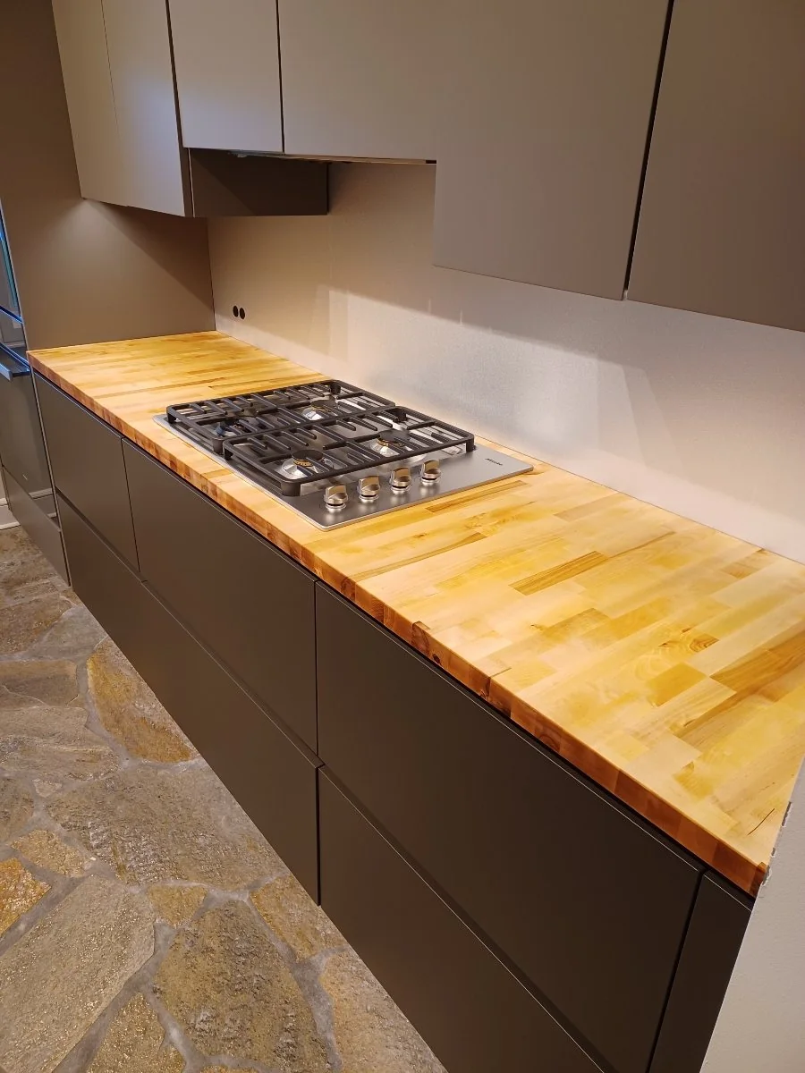 Real Butcher Block Cooktop Run