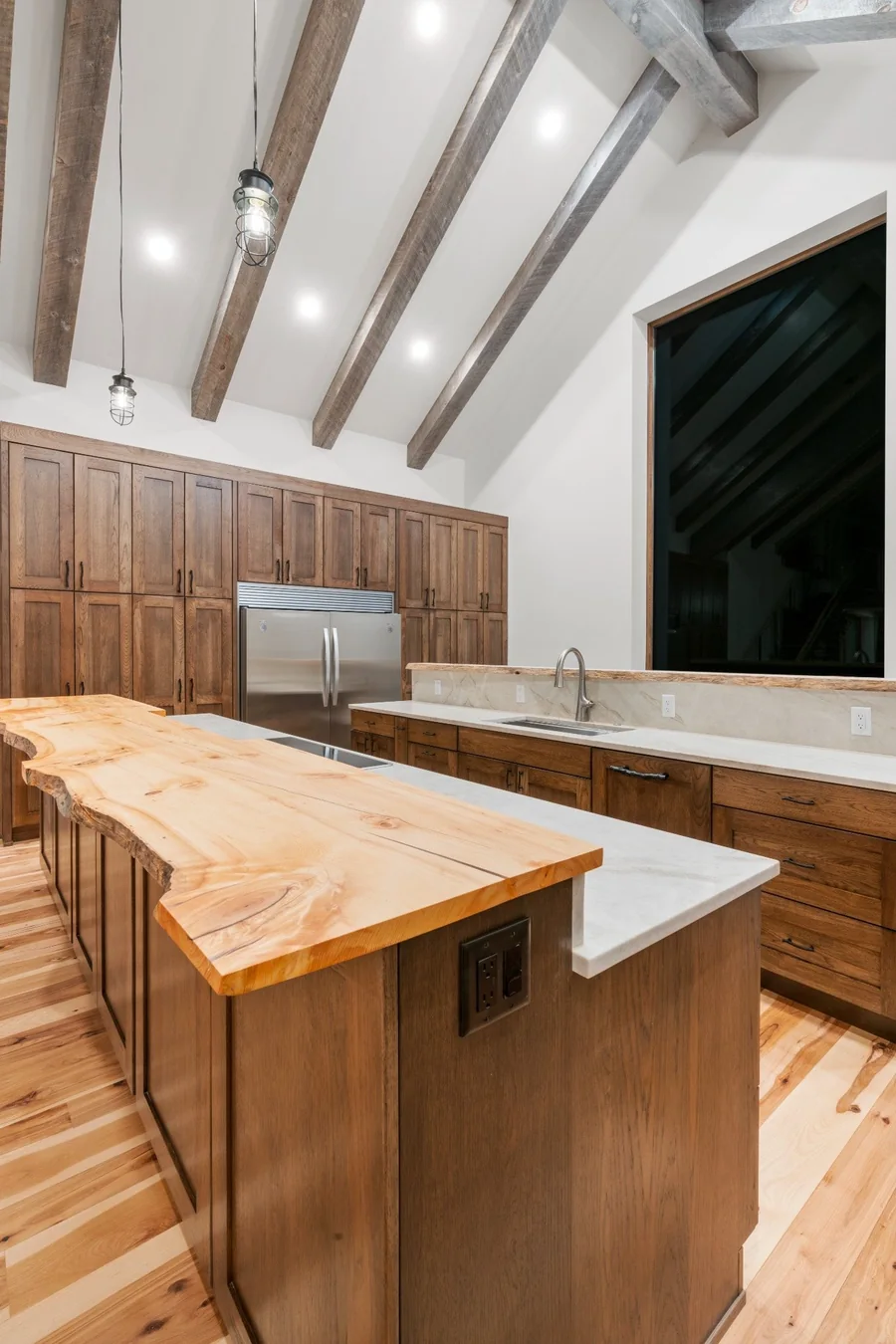 Custom kitchen with live-edge island