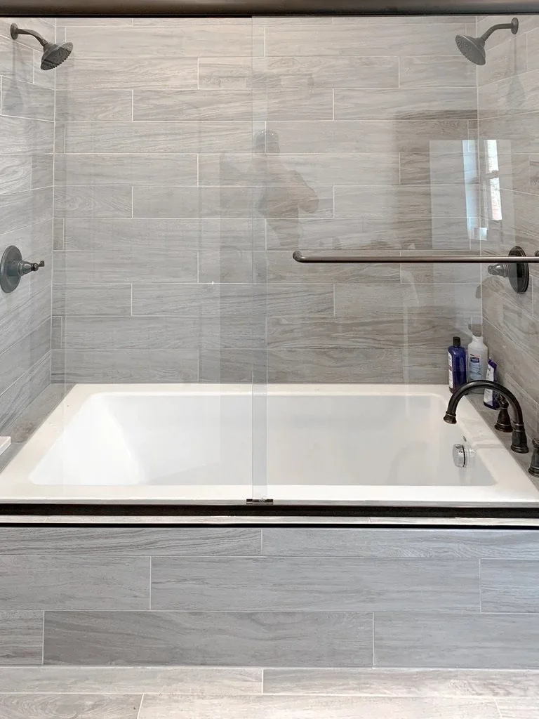 Remodel Gray Tile Tub Glass