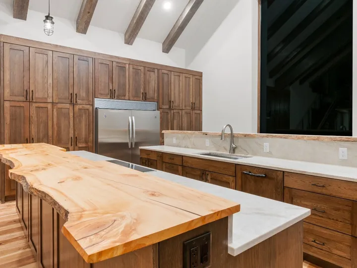 Custom kitchen with live-edge island